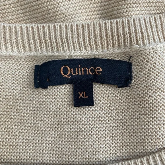 Quince Heather Oatmeal Lightweight Cotton Cashmere Link-Stitch Dolman Sweater XL - Picture 14 of 16